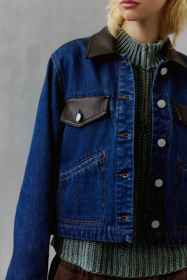 BLANKNYC Smooth Operator Faux Leather Trim Denim Jacket #3