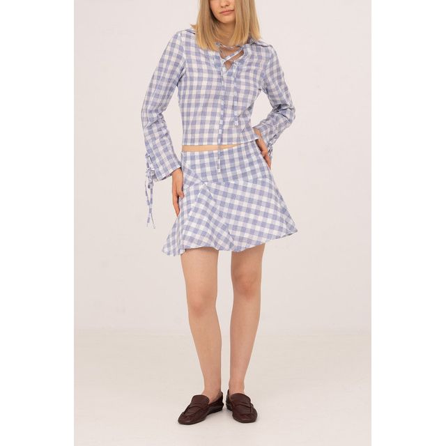 Carmen Says Commute Plaid Blue Mini Skirt #1