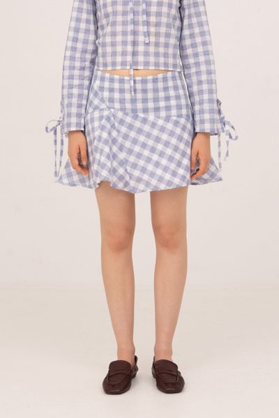 Carmen Says Commute Plaid Blue Mini Skirt