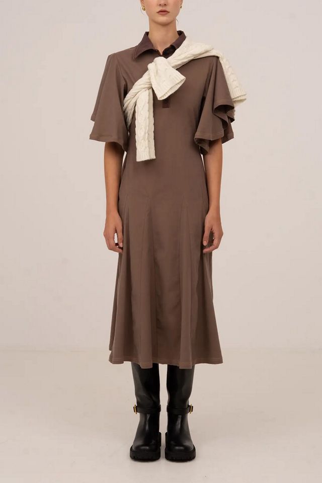 Carmen Says Mocha Brown Midi Dress #1