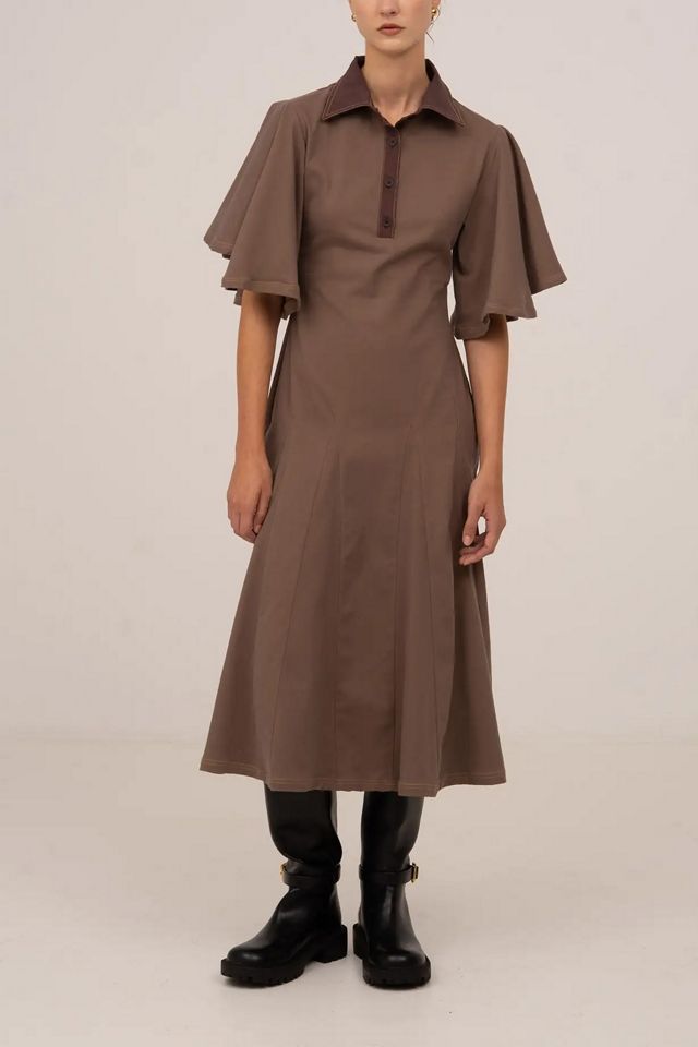 Carmen Says Mocha Brown Midi Dress #4