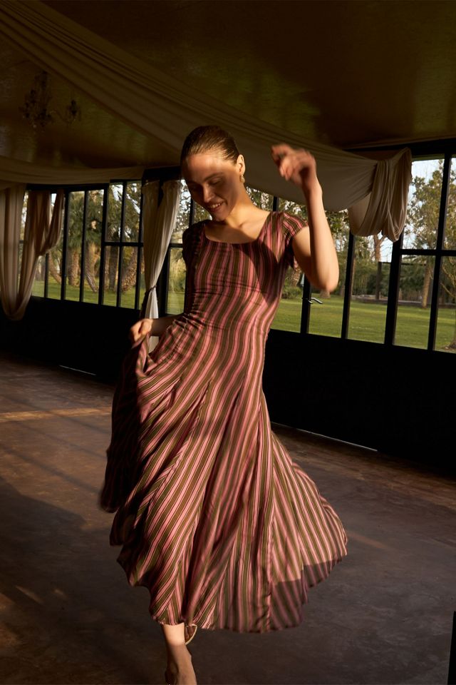 Carmen Says Striped Honour  Print Occasion Dress #1