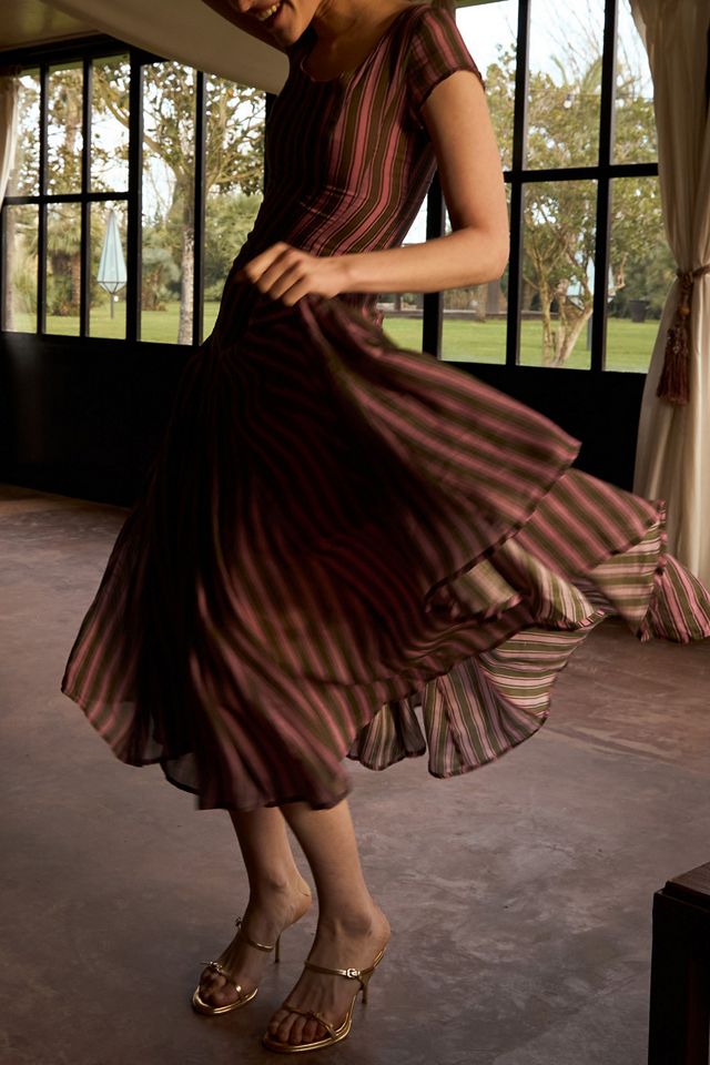 Carmen Says Striped Honour  Print Occasion Dress #3