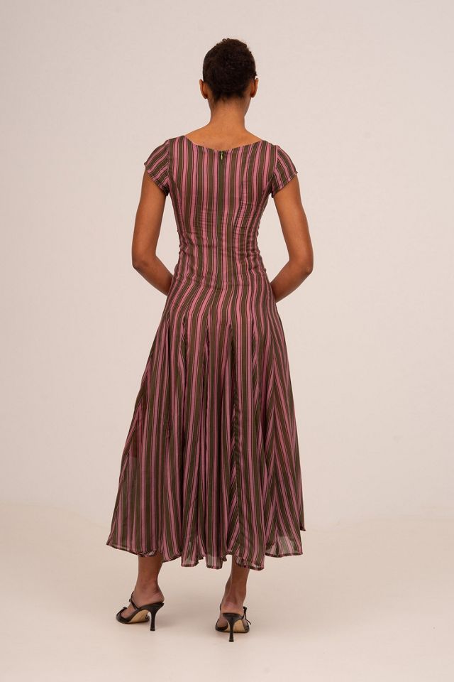 Carmen Says Striped Honour  Print Occasion Dress #4