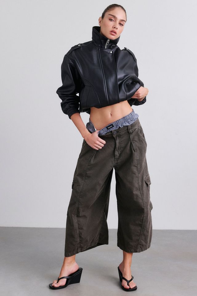 BLANKNYC In The Lead Funnel Neck Faux Leather Bomber Jacket #1