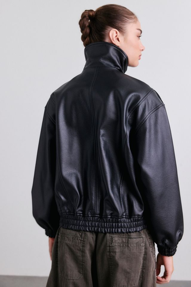 BLANKNYC In The Lead Funnel Neck Faux Leather Bomber Jacket #4