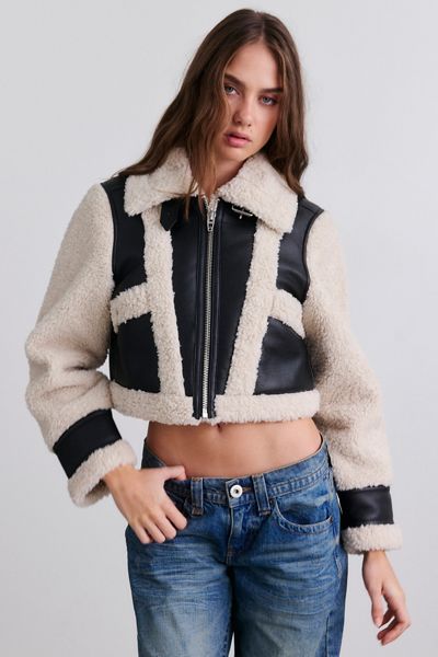 BLANKNYC Veste en simili cuir avec bordure en molleton Inner Spark