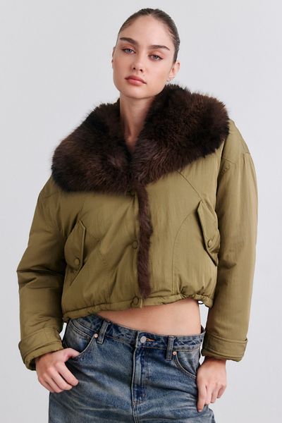 BLANKNYC In Rotation Faux Fur Trim Puffer Jacket