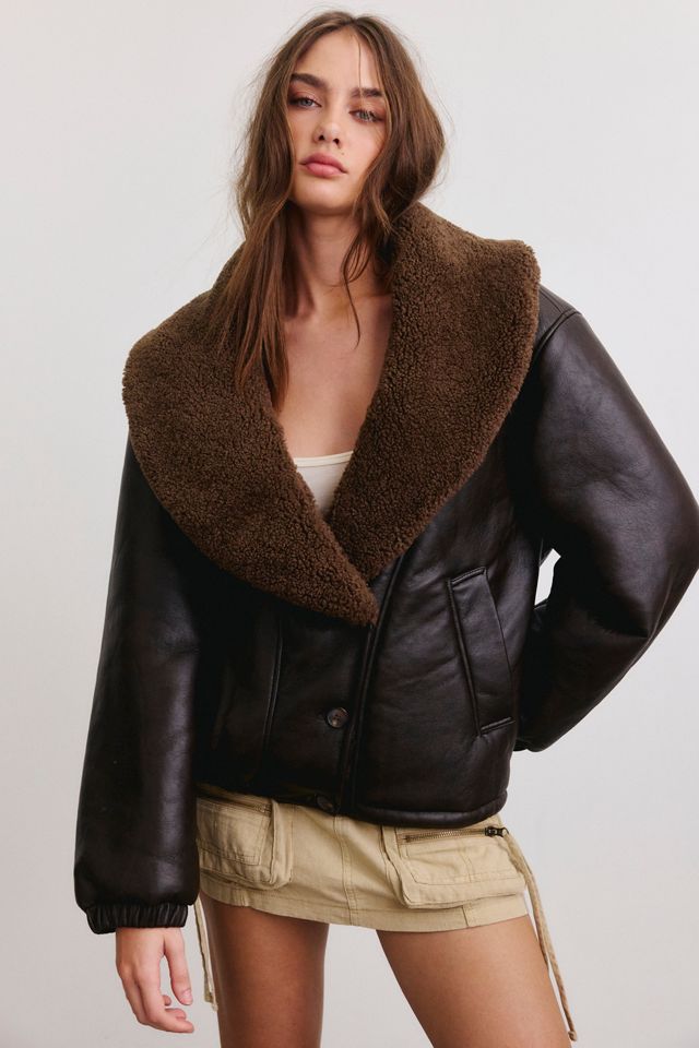 BLANKNYC Icon Status Fleece Lined Faux Leather Bomber Jacket #1