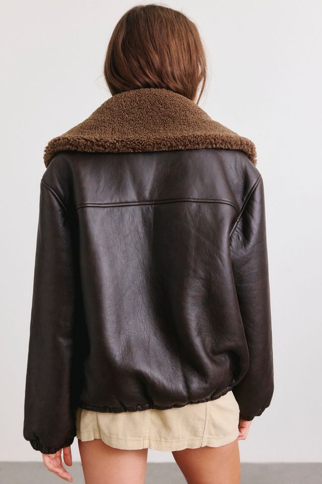BLANKNYC Icon Status Fleece Lined Faux Leather Bomber Jacket #3