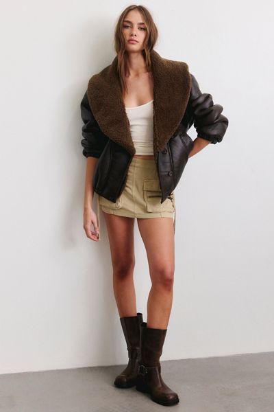 Veste aviateur en simili cuir doublée de molleton Icon Status de BLANKNYC