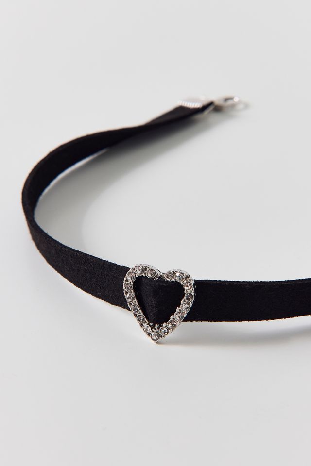 Sabrina Rhinestone Heart Velvet Choker Necklace #1