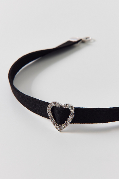 Sabrina Rhinestone Heart Velvet Choker Necklace