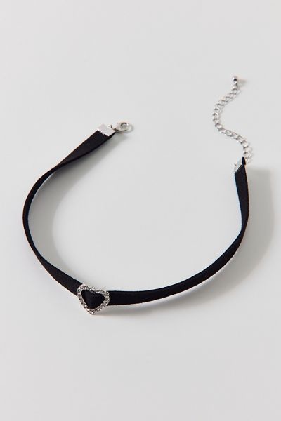 Sabrina Rhinestone Heart Velvet Choker Necklace