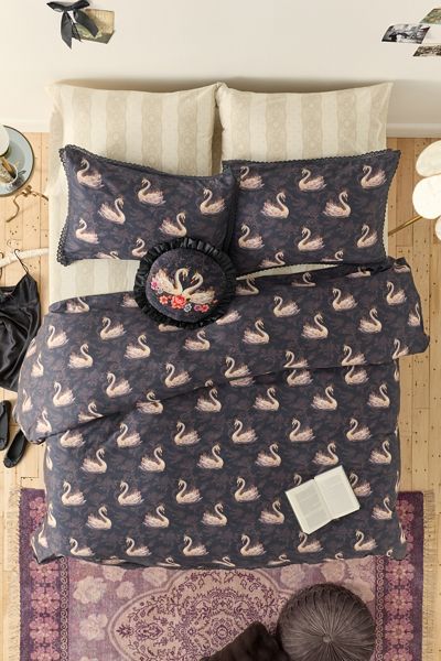 Swan Lake Patterned Cotton Sateen Duvet Cover