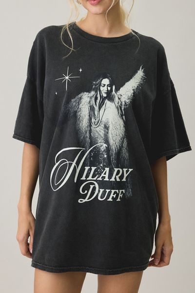 Hilary Duff Graphic Oversized T-Shirt Dress