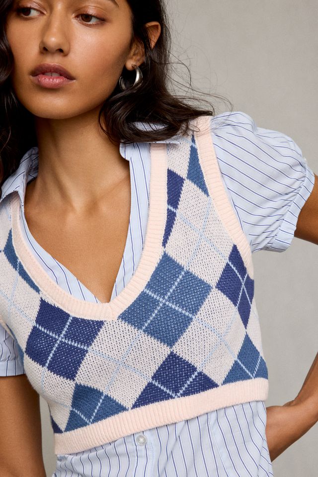 Kimchi Blue Seeing Double Short Sleeve Button-Down Twofer Top #2