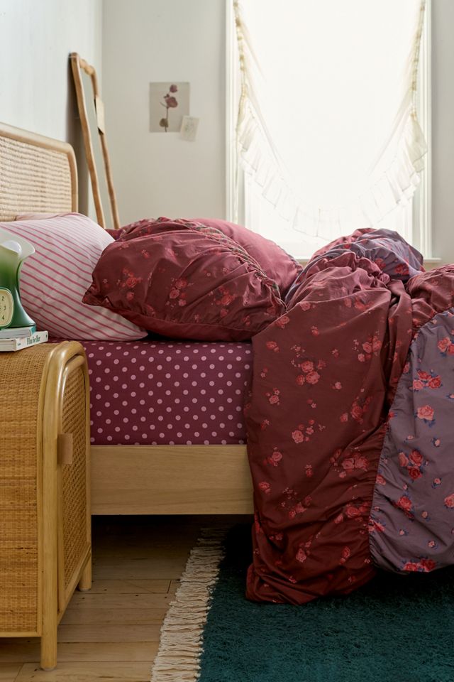 Riley Floral Printed Ruched Duvet Cover #1