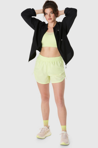 Asics Nagino Run Adjustable Windbreaker Jacket In Performance Black, Women's At Urban Outfitters In Yellow