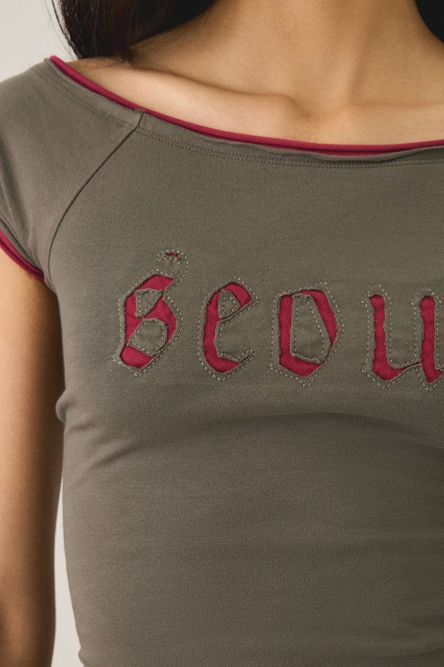 Seoul Cutout Graphic Double Layer Boatneck Baby Tee #4