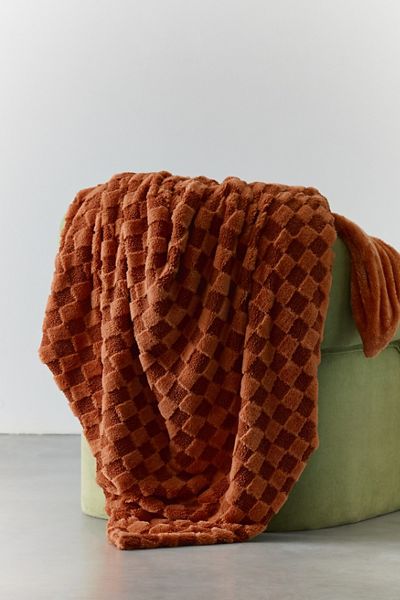 Charli Checkered Fleece Throw Blanket