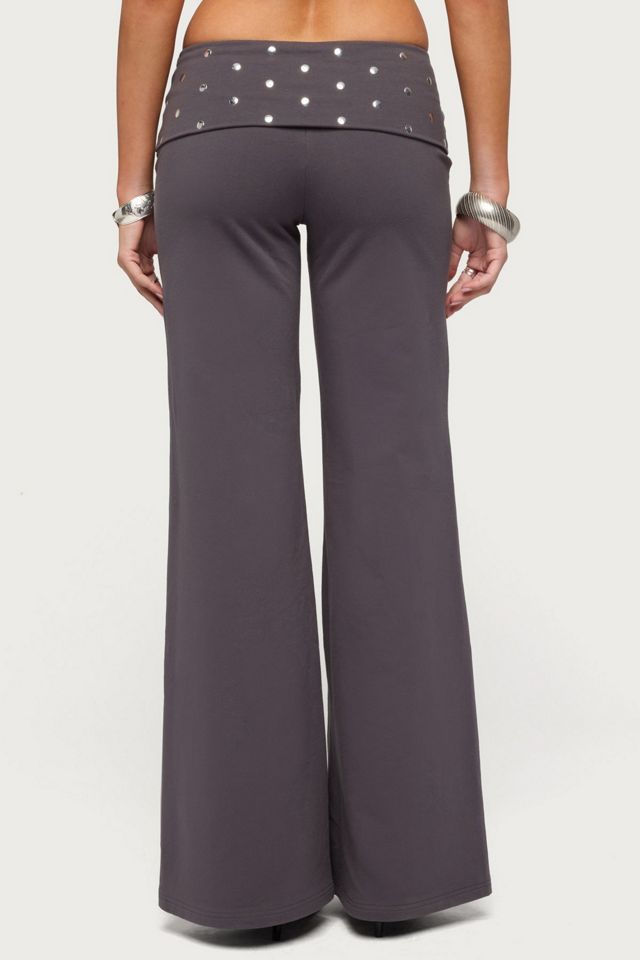 Edikted Breanna Studded Foldover Wide Leg Pants #4