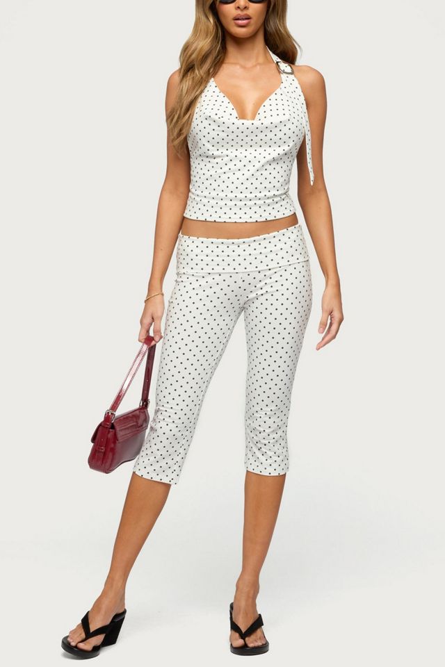 Edikted Eloisa Polka Dot Foldover Capri Pants | Urban Outfitters