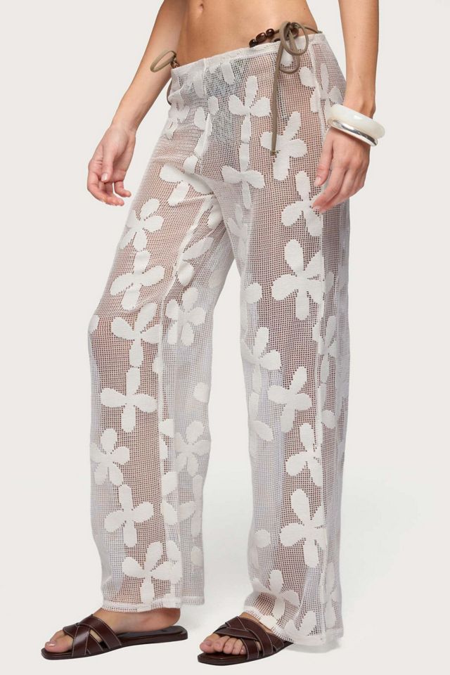 Edikted Candace Floral Texured Sheer Pants #3