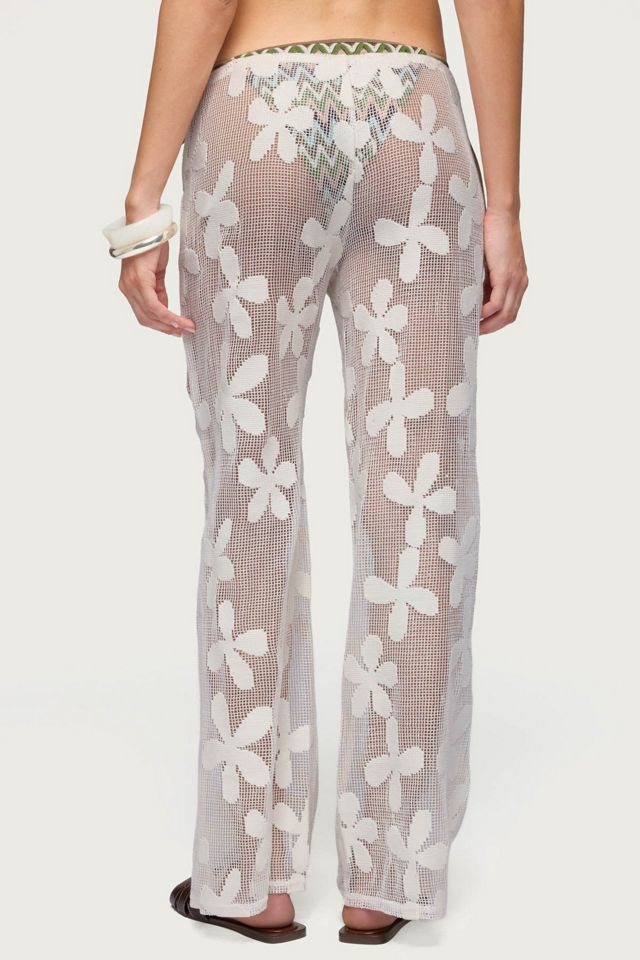 Edikted Candace Floral Texured Sheer Pants #4
