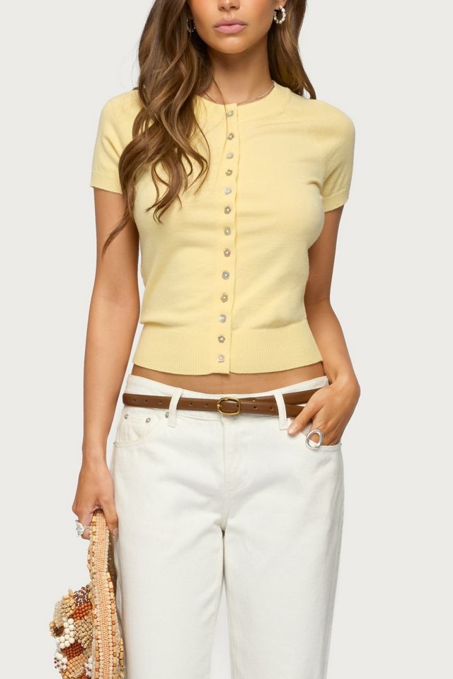 Edikted Wilmer Button Up Short Sleeve Knit Top #3