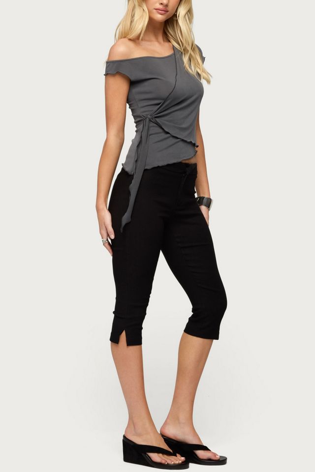 Edikted Asymmetric Off Shoulder Wrap Top #1
