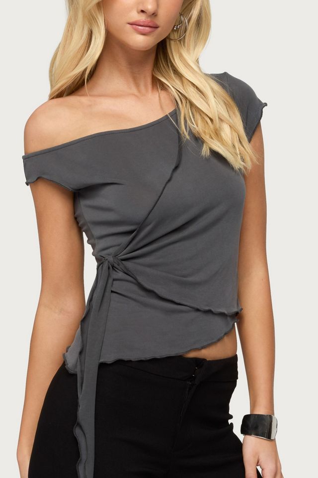 Edikted Asymmetric Off Shoulder Wrap Top #2
