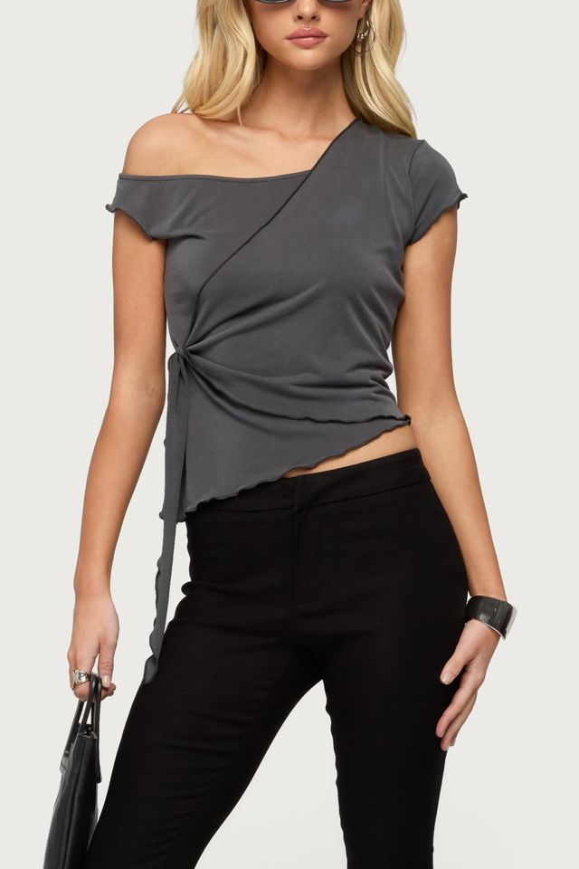 Edikted Asymmetric Off Shoulder Wrap Top #3