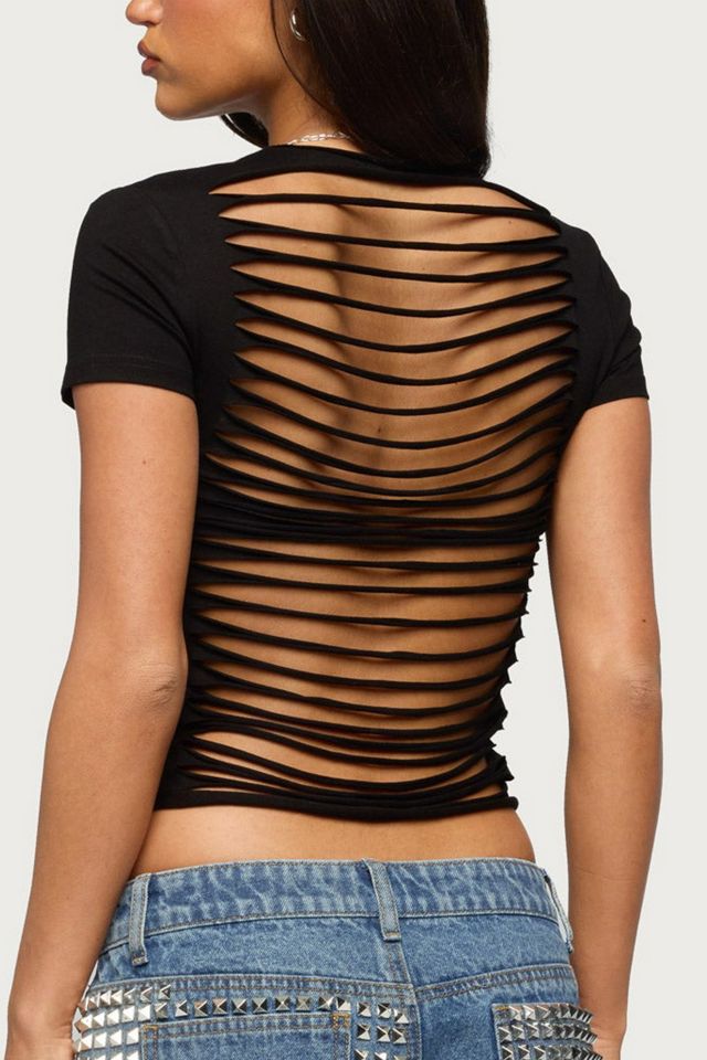 Edikted Izabelle Shredded Back T Shirt #2