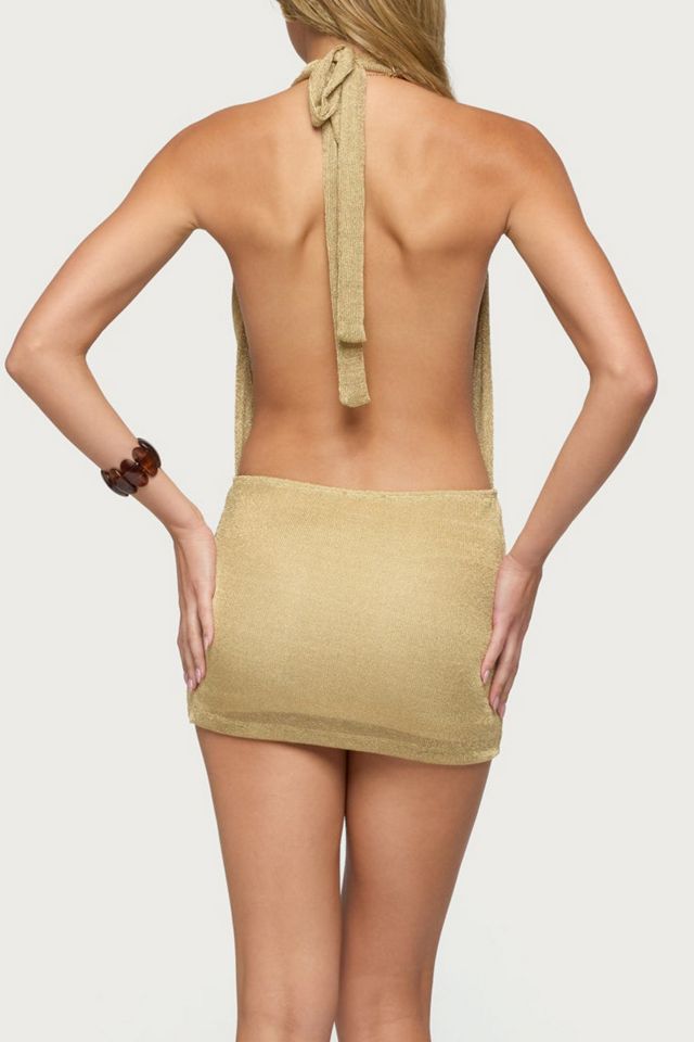 Edikted Viviene Backless Metallic Knit Mini Dress #2