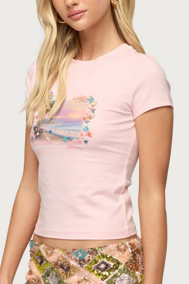 Edikted Beach Babe Sequin T Shirt #2