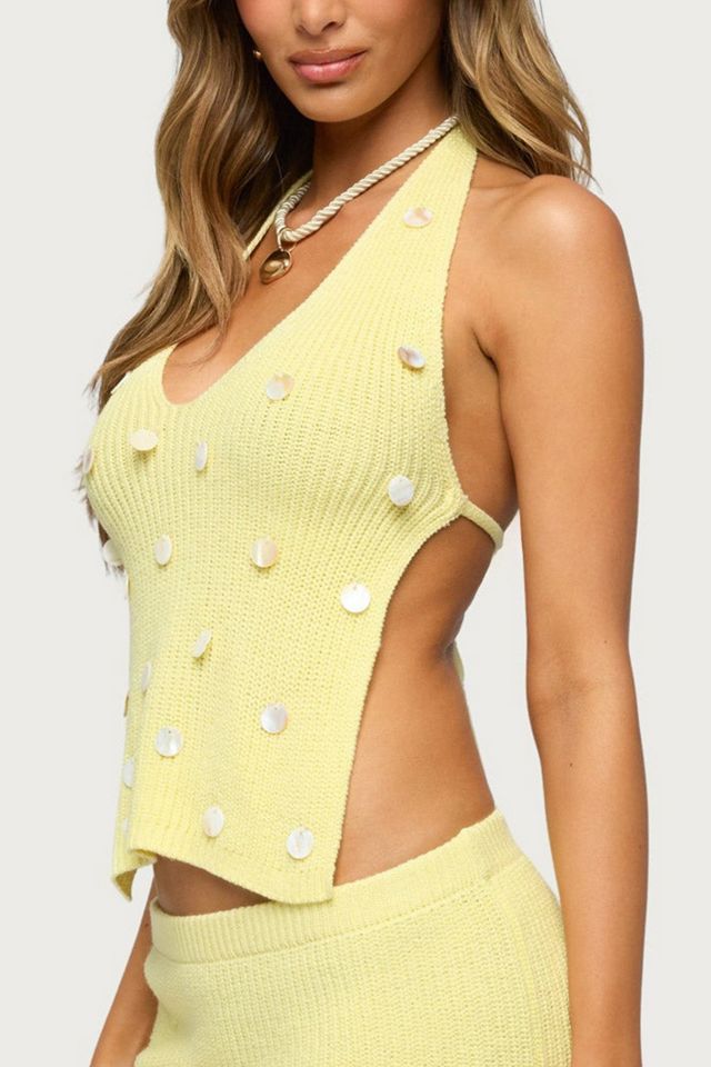 Edikted Lylah Backless Charm Knit Halter Top #2