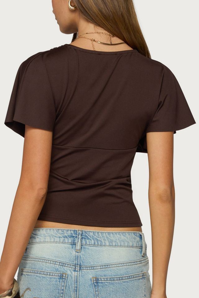 Edikted Flutter Plunging V Neck Top #4