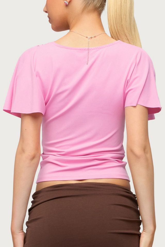 Edikted Flutter Plunging V Neck Top #4