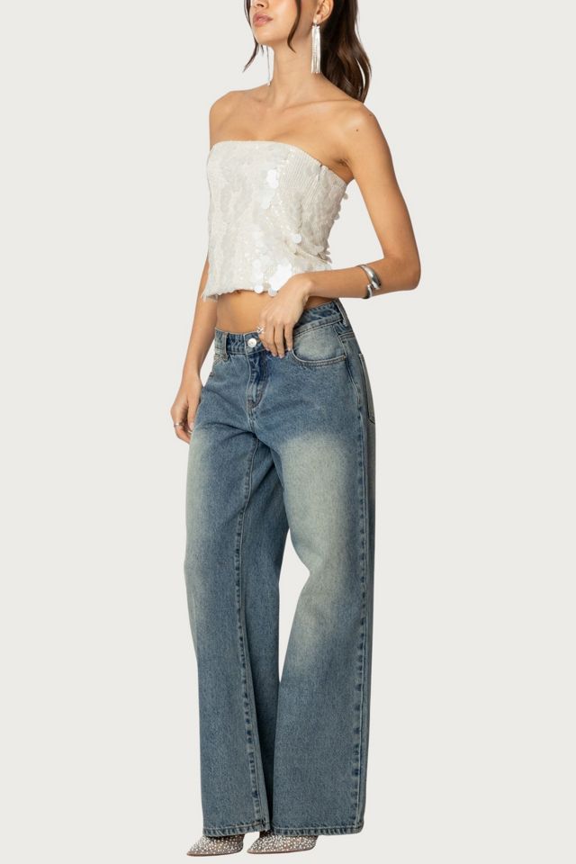 Edikted Samara Sequin Strapless Top #1