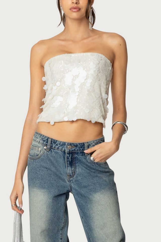 Edikted Samara Sequin Strapless Top #3