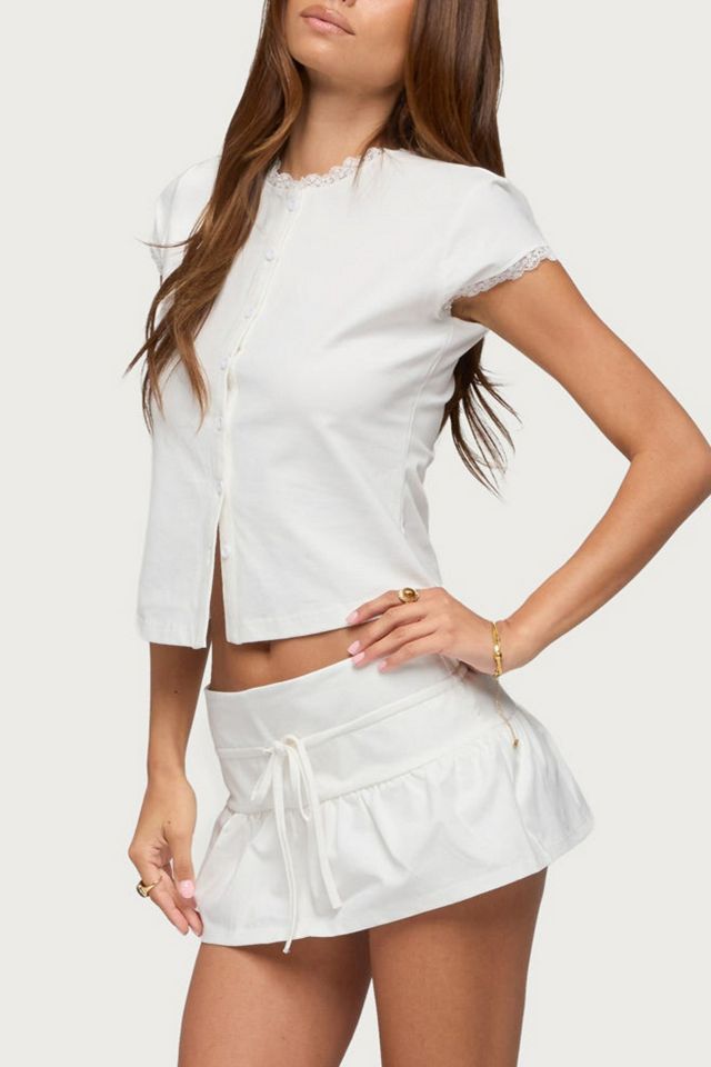 Edikted Yelena Lacey Button Up Top #3