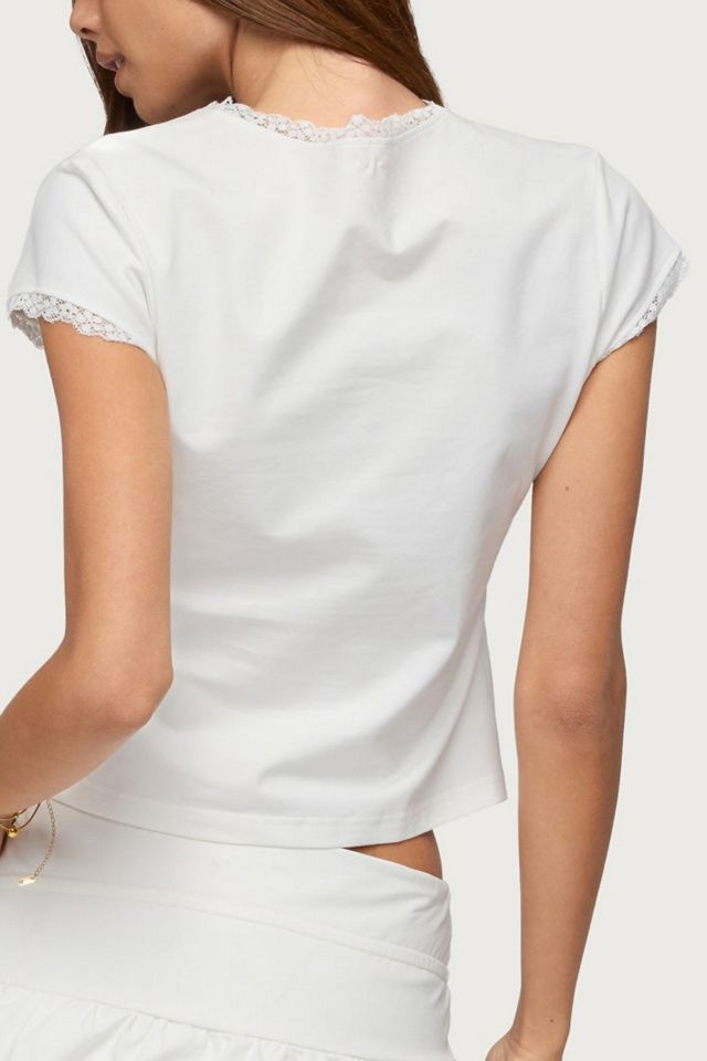 Edikted Yelena Lacey Button Up Top #4