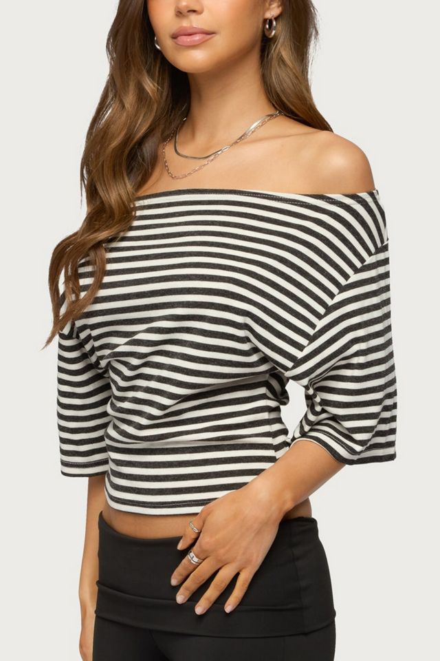 Edikted Jadan Striped Off Shoulder Top #2