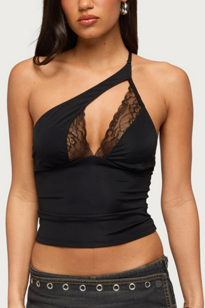 Edikted One Shoulder Peekaboo Lacey Cutout Top | Urban Outfitters