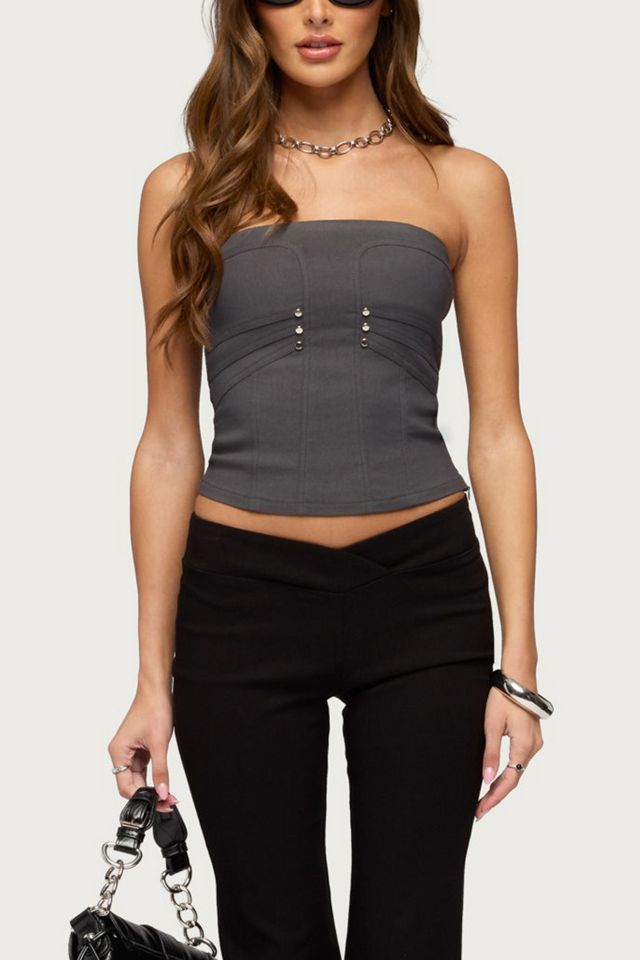 Edikted Maryah Paneled Stud Strapless Top #3