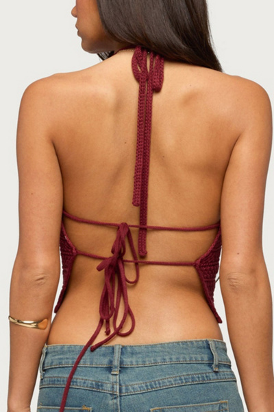 Edikted Backless Coastal Charm Crochet Top