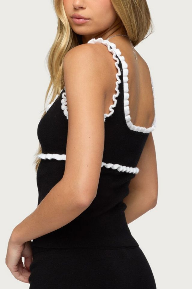 Edikted Saffra Contrast Ruffle Knit Top #4