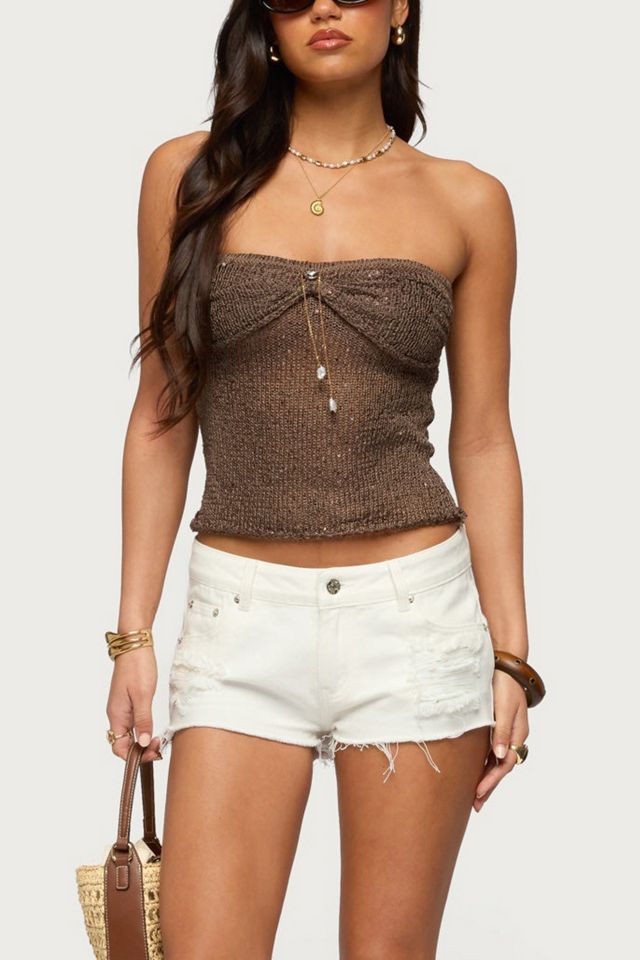 Edikted Dangling Charm Sequin Knit Top #3