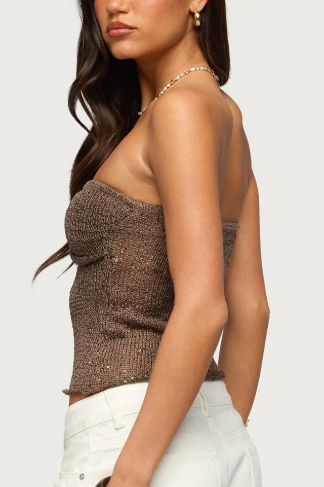 Edikted Dangling Charm Sequin Knit Top #4